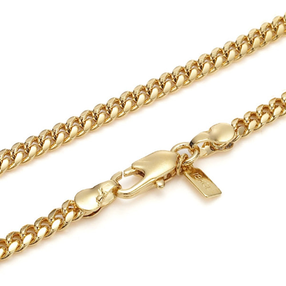 18ct Heavy Yellow Gold Plated Curb Chain Necklace with Lobster Clasp - USA Made-3